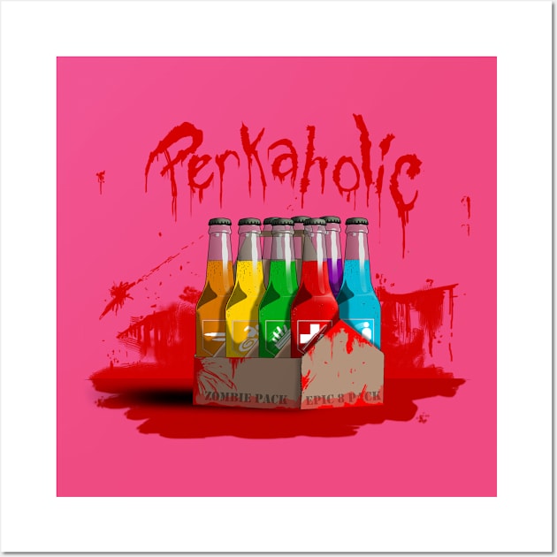 Zombie 8-Pack Bloodied Perkaholic on Hot Pink Wall Art by LANStudios